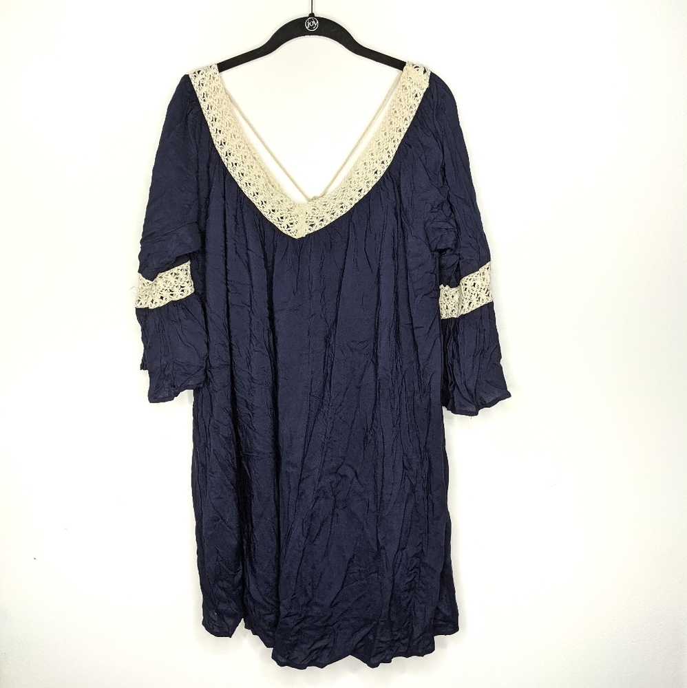 Entro navy shift off shoulder dress